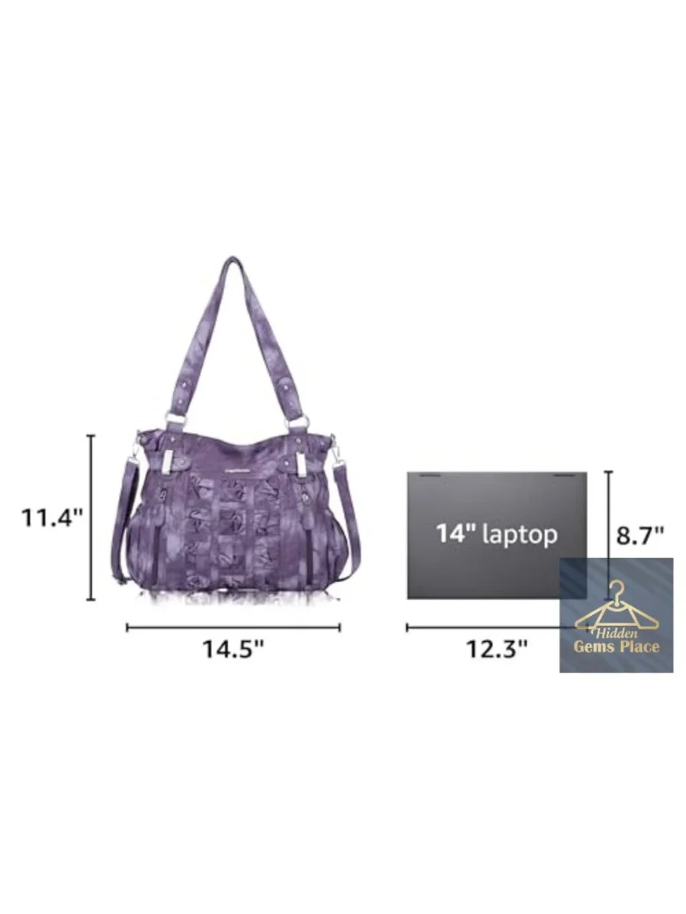 Large PU Leather Hobo Bag with Zipper Pockets, Shoulder Bag